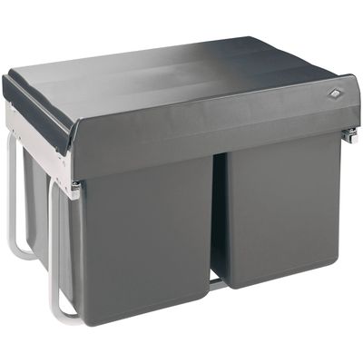 Eyckhaus 2-voudige afvalverzamelaar vierkant 2 x 15 l | grijs/zilver - 4367 4367