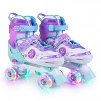 Rolschaatsen voor Kinderen van 5-7/7-9/9-14 Jaar Quad-Schaatsen Verstelbaar in 4 Maten met Lichtgevende Wielen Veiligheidsbescherming voor Beginners Oceaanthema voor Binnen en Buiten-L