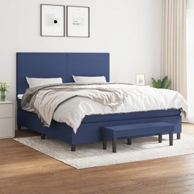 Boxspring met matras stof blauw 180x200 cm