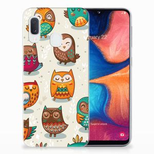 Samsung Galaxy A20e TPU Hoesje Vrolijke Uilen