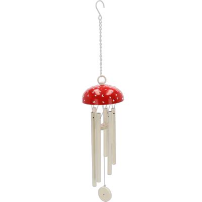 World of Weather Windgong vliegenzwam - aluminium - 12 x 64 cm - Tuin/balkon