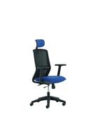 Geen Merk LF-2012405 Bureaustoel Linea Tekna 01/PT Zwart/blauw Met 3D Armleuning En Hoofdsteun - thumbnail