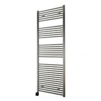 Sanicare elektrische design radiator 45x112cm inox-look met Bluetooth en thermostaat links chroom