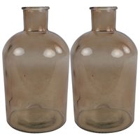 2x Stuks Countryfield Vaas - licht bruin glas - Apotheker fles - D14 x H27 cm - thumbnail