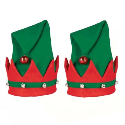 Kerstelfen verkleed hoed - 3x stuks - muts - voor volwassenen - groen/rood - Kerst