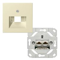 CAT5 wandcontactdoos inbouw 2 x RJ45 Cat.5e met inzetplaat creme glanzend