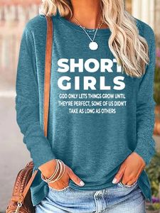 Women's Short Girls Funny Graphic Print Casual Text Letters Cotton-Blend Top