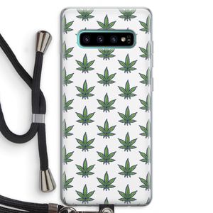 Weed: Samsung Galaxy S10 Plus Transparant Hoesje met koord