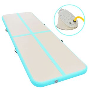 VidaXL Gymnastiekmat met pomp opblaasbaar 600x100x10 cm pvc groen