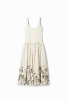Midi-jurk met bloemenprint en uitlopende rok - WHITE - M