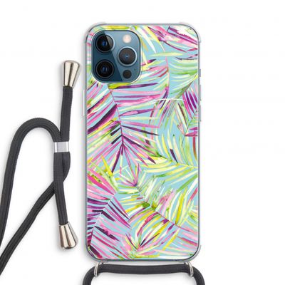 Tropical Palms Blue: iPhone 12 Pro Transparant Hoesje met koord