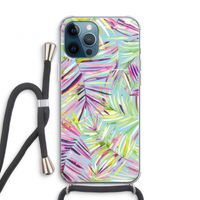 Tropical Palms Blue: iPhone 12 Pro Transparant Hoesje met koord