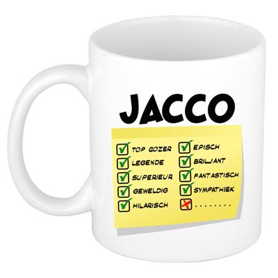 Naam mok Jacco - wit - top gozer - keramiek - 300 ml - cadeau collega beker Naam mok Jacco - wit - top gozer - keramiek - 300 ml - cadeau collega beker