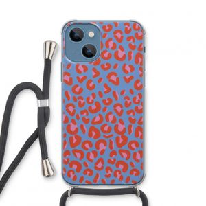 Leopard blue: iPhone 13 mini Transparant Hoesje met koord