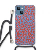 Leopard blue: iPhone 13 mini Transparant Hoesje met koord