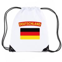 Duitsland thema sporttas - nylon rijgkoord rugzak - wit met vlag print - supporters - thumbnail