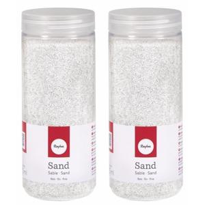 Hobby Fijn decoratie zand korrels - 2x - wit - 475 ml - zandkorrels - knutselmateriaal