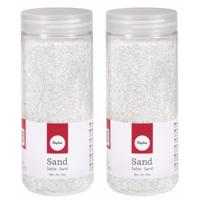 Hobby Fijn decoratie zand korrels - 2x - wit - 475 ml - zandkorrels - knutselmateriaal