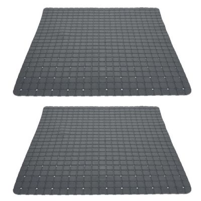 2x stuks anti-slip badmatten antraciet grijs 55 x 55 cm vierkant