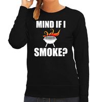 Mind if I smoke bbq / barbecue cadeau sweater / trui zwart voor dames - thumbnail