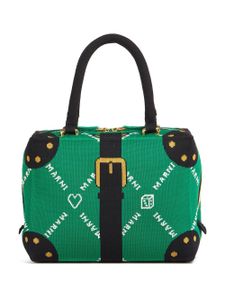 Marni sac porté épaule à motif monogrammé - Vert