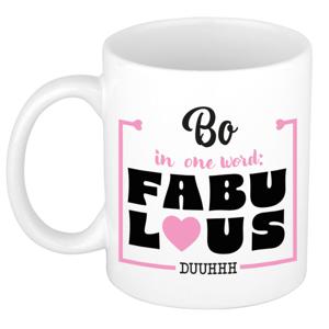 Naam mok Bo - wit - Fabulous - keramiek - 300 ml - cadeau collega beker