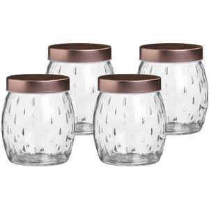 Voorraadpot/bewaarpot Beau - 4x - 2L - glas - koperen deksel - D13 x H22 cm