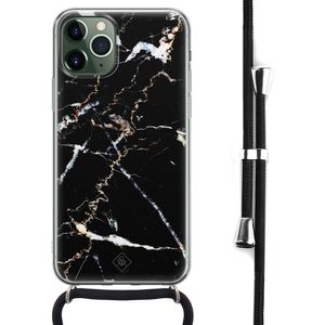 iPhone 11 Pro hoesje met koord - Crossbody - Marmer zwart