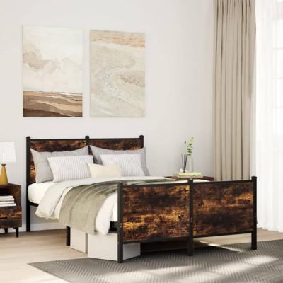 Bedframe zonder matras metaal gerookt eikenkleurig 120x200 cm