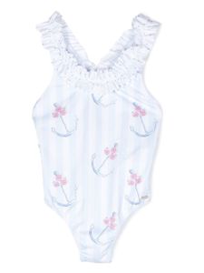 Patachou maillot de bain volanté à imprimé graphique - Bleu