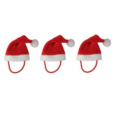 Haar elastiek - 3x - mini kerstmuts - 5,5 x 9,5 cm - polyester - kerst haaraccessoires