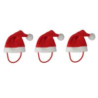 Haar elastiek - 3x - mini kerstmuts - 5,5 x 9,5 cm - polyester - kerst haaraccessoires