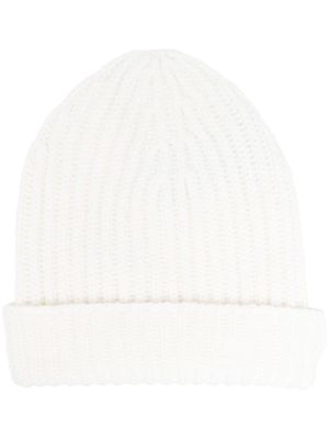 Malo bonnet en cachemire à design nervuré - Blanc
