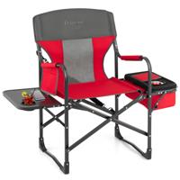 Campingstoel met Zijtafel & Koelbox & Opbergtas Vouwbare Visstoel Rood
