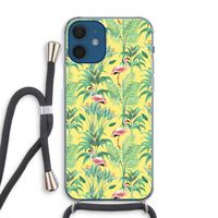 Flamingo party: iPhone 12 Transparant Hoesje met koord