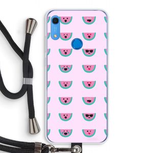 Smiley watermeloenprint: Huawei Y6s Transparant Hoesje met koord