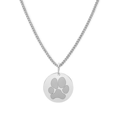 Gepersonaliseerde pootdruk ketting - Stainless steel - Zilver - 15 mm