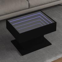 Salontafel met LED 70x50x45 cm bewerkt hout zwart