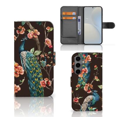 Samsung Galaxy S25 | Telefoonhoesje | Met pasjeshouder | Pauw met Bloemen