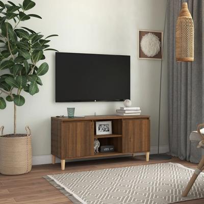 Tv-meubel met houten poten 103,5x35x50 cm bruin eikenkleur