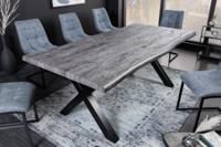 Industriële eettafel WILD 180cm Grijs Gelimd Wild Eiken Design Boomrand Zwart X-Frame - 45086