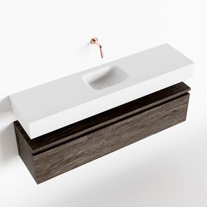 Toiletmeubel Mondiaz Andor | 120 cm | Meubelkleur Dark brown | Lex vrijhangend wastafel Talc Midden | Zonder kraangat