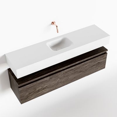 Toiletmeubel Mondiaz Andor | 120 cm | Meubelkleur Dark brown | Lex vrijhangend wastafel Talc Midden | Zonder kraangat