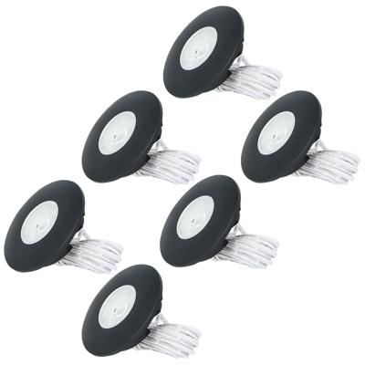 Set van 6 Pavo - Platte LED ipbouwspots met lage inbouwdiepte 12mm - 3 Watt 260 Lumen - 2700K Warm wit - Dimbaar - Rond - Meubelspot - IP44 waterdicht - Zwart