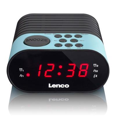 LENCO CR-07 Blue - FM Wekkerradio met slaaptimer en dubbele alarm functie - Blauw