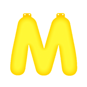 Opblaasbare letter M geel   -