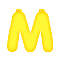Opblaasbare letter M geel   - - thumbnail