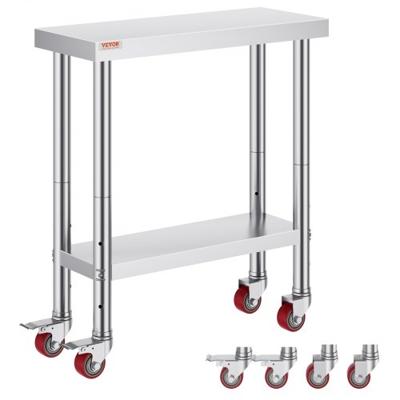 VEVOR Werktafel 30" x 12" x 34" RVS Catering Werktafel 100 kg Laadvermogen Voedselbereidingstafel Commerciële Werktafel voor Keuken Bar Restaurantar 4 Verstelbare Voeten