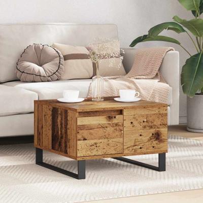 Salontafel met lade Oud hout 55 x 55 x 36,5 cm Bewerkt hout Salontafel met lade Oud hout 55 x 55 x 36,5 cm Bewerkt hout