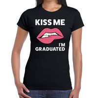 Kiss me i am graduated t-shirt zwart dames - thumbnail
